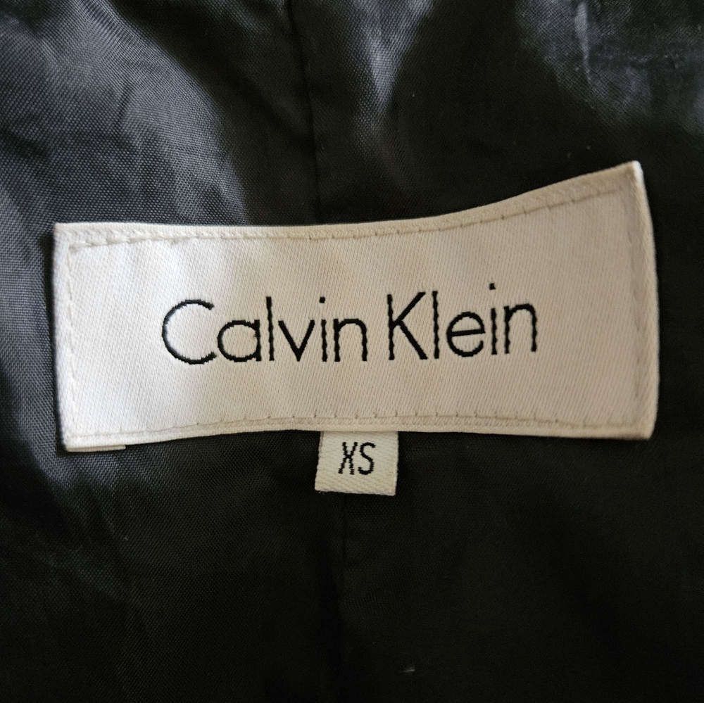 Calvin Kleon Down Coat Size XS Black Full 2 Way Zip Pockets - Picture 9 of 11